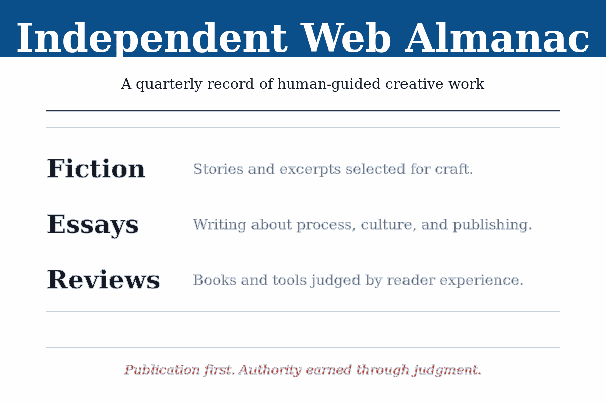 A simple printed issue front for Independent Web Almanac